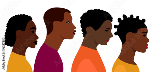 african american people portrait flat design, isolated, vector