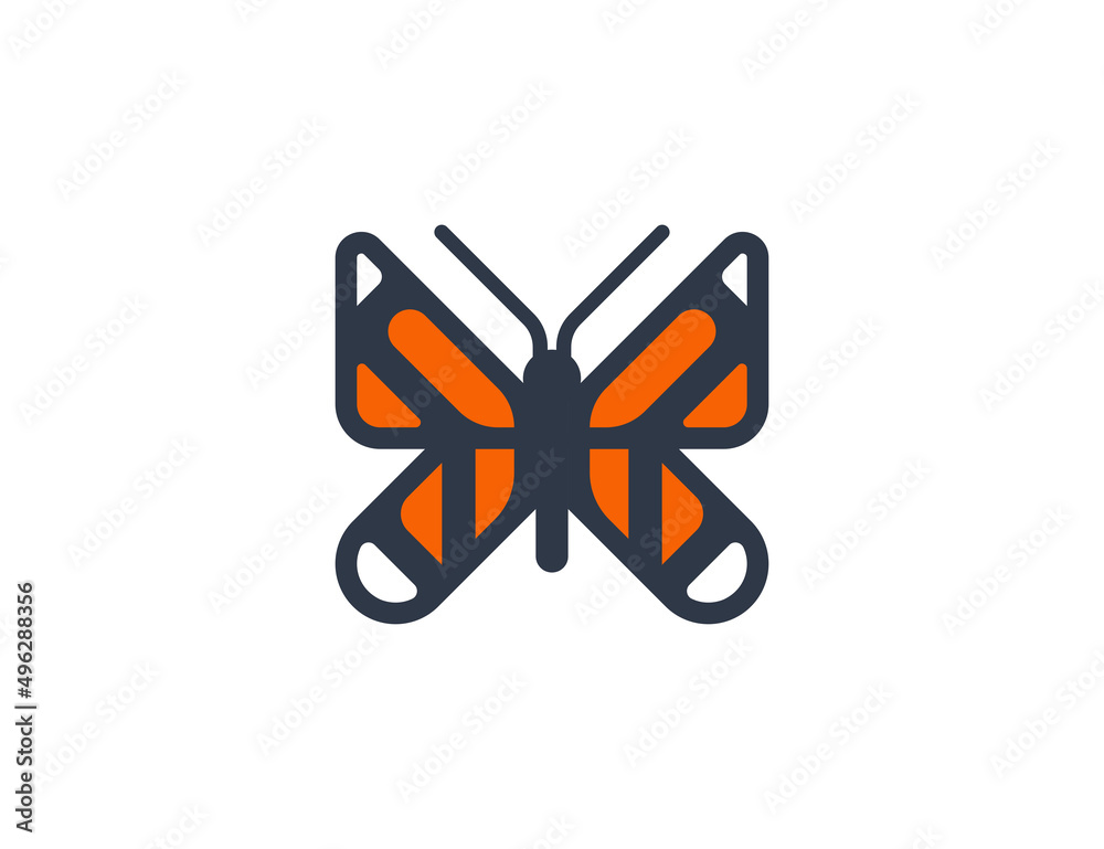 Butterfly vector flat emoticon. Isolated Butterfly emoji illustration ...