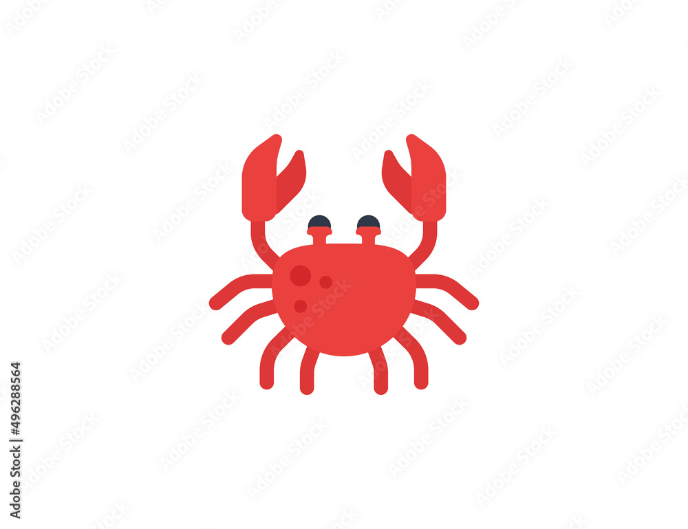 Crab vector flat emoticon. Isolated Crab emoji illustration. Crab icon