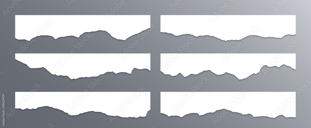 Torn edges of paper, craft design elements vector collection. Ripped edges paper borders