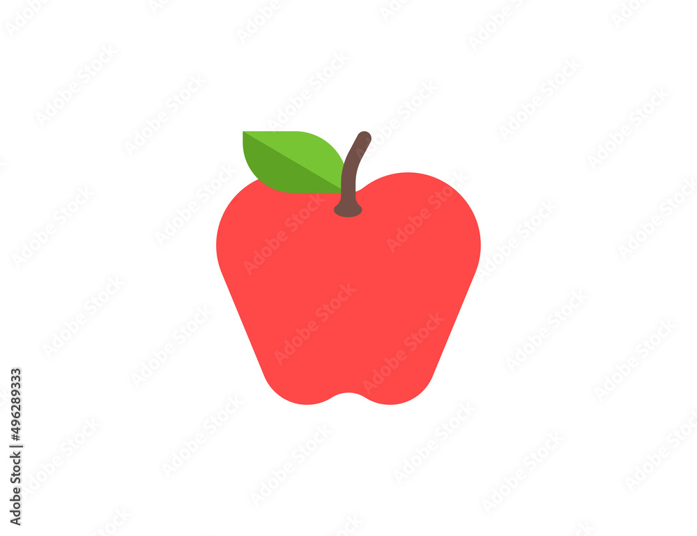 Red apple vector flat emoticon. Isolated Red apple emoji illustration
