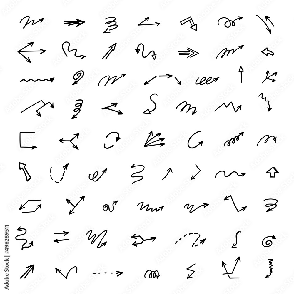 Vector set of hand-drawn arrows, elements for presentation Vector set of hand-drawn arrows, elements for presentation