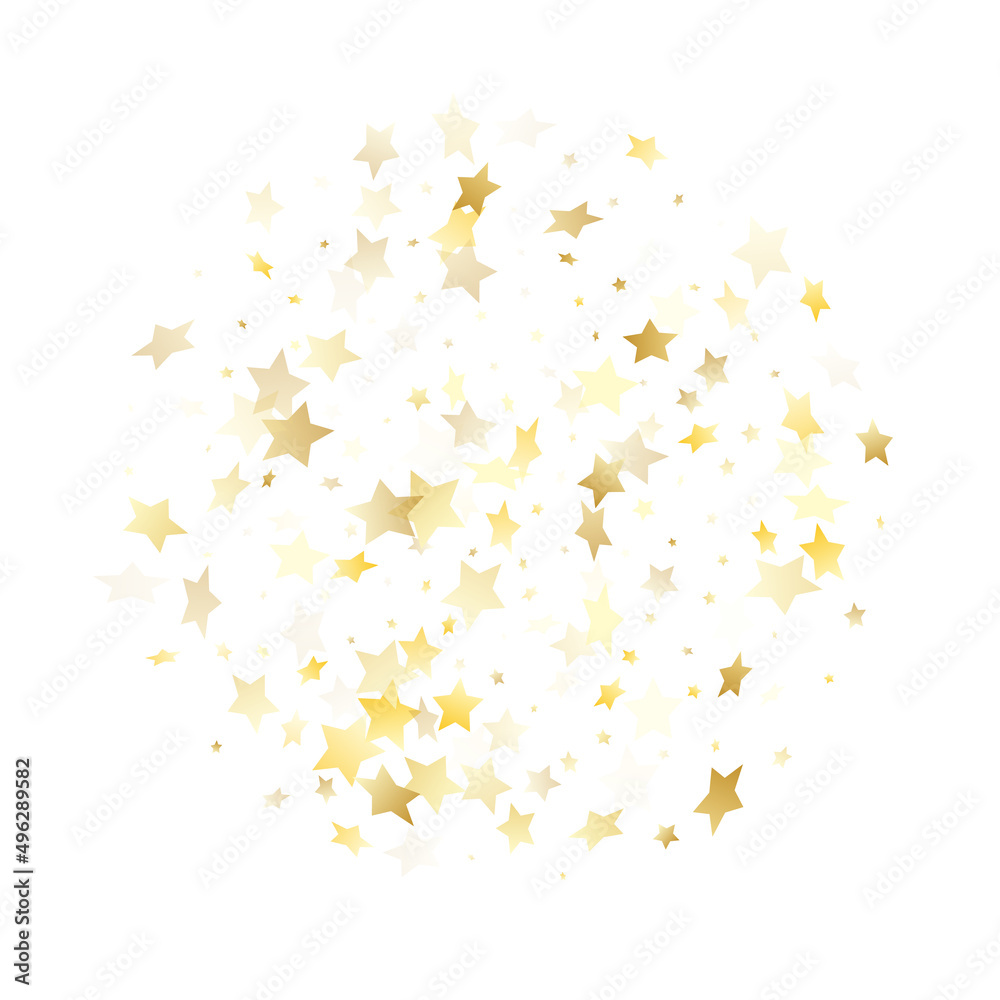 Fototapeta premium Flying gold star sparkle vector with white background.
