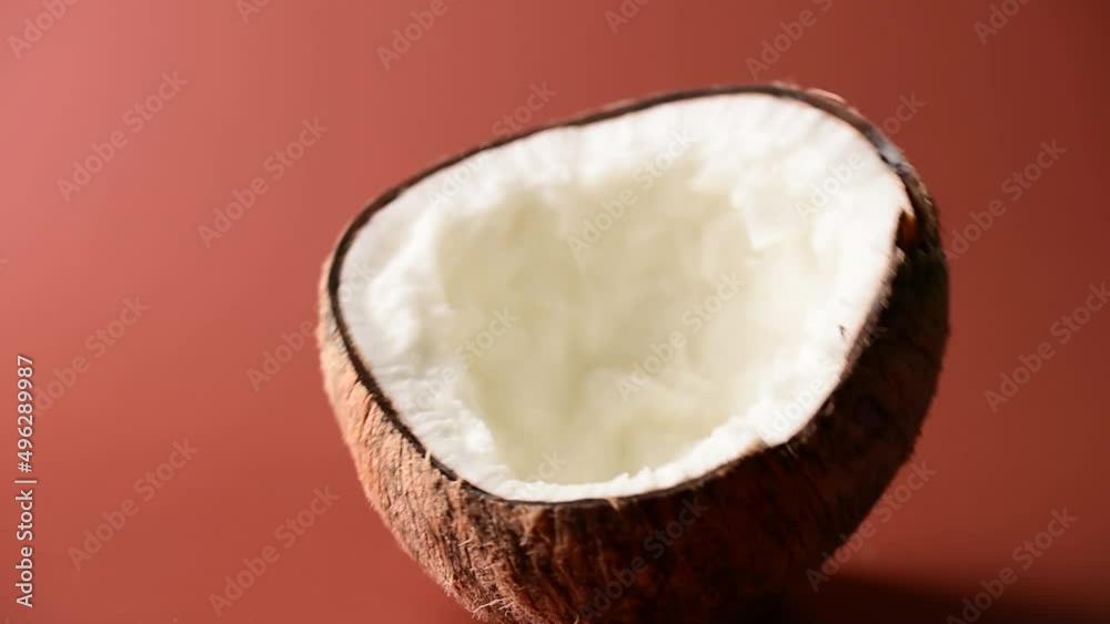 coconut food rotate, fruit tropical coco, coconut milk pouring coconut food rotate, fruit tropical coco, coconut milk pouring
