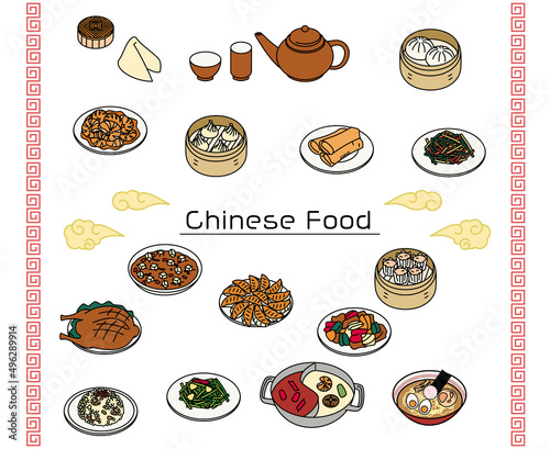 Varioud chinese foods set