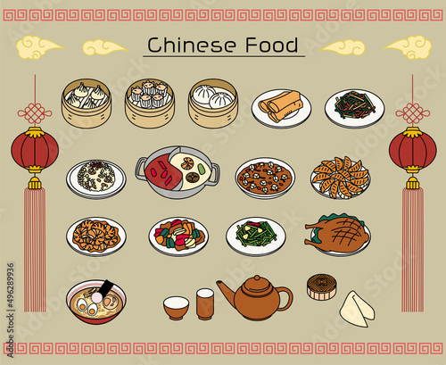Varioud chinese foods set