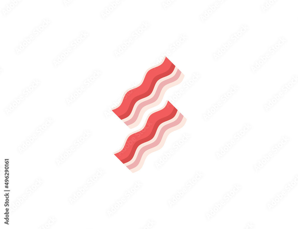Bacon vector flat emoticon. Isolated Bacon emoji illustration. Bacon