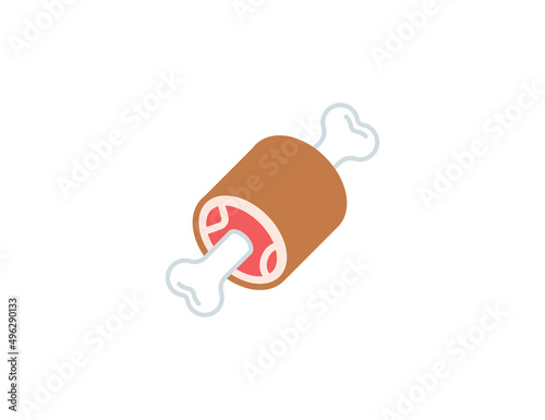 Meat on Bone vector flat emoticon. Isolated Meat on Bone emoji illustration. Meat and Bone icon