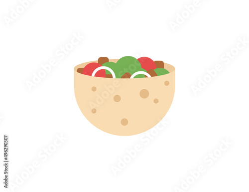 Stuffed Flatbread vector flat emoticon. Isolated Stuffed Flatbread emoji illustration. Doner Kebab icon