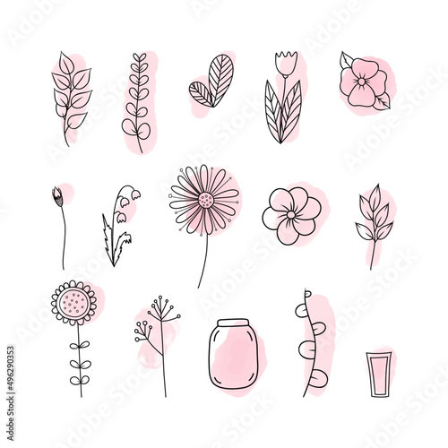 Vector lone art illustration with flowers