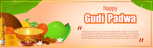 Vector illustration concept of Happy Ugadi Or gudi padwa, indian festival
