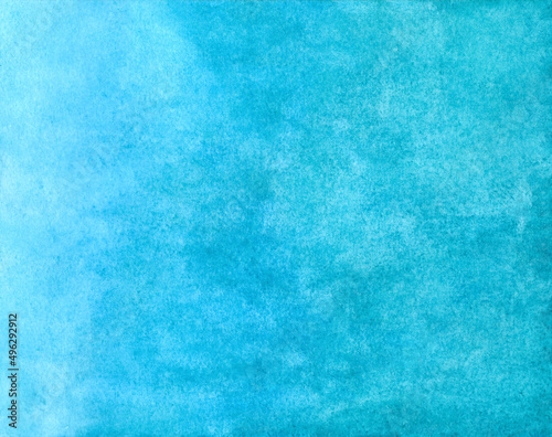 Watercolor turquoise gradient background. Place for your text. Watercolor texture. Illustration.