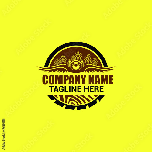 label of wood and forest badge logo simple icon design illustration