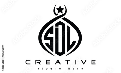 SDL three letters monogram curved oval initial logo design, geometric minimalist modern business shape creative logo photo