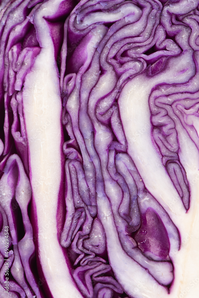 Obraz premium Close up of red cabbage texture background