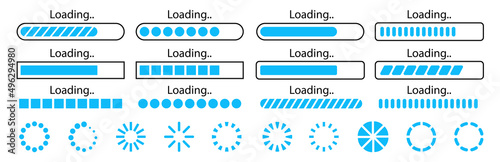 Progress loading bar. Load, download, connecting status indicators. System software update and upgrade concept. Vector illustration.