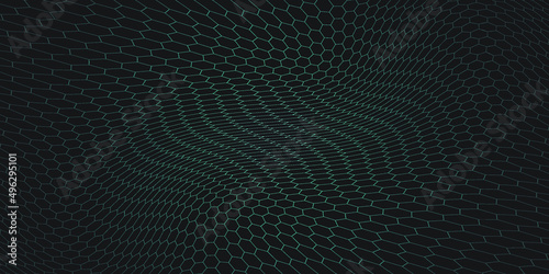 black background and hexagon wave