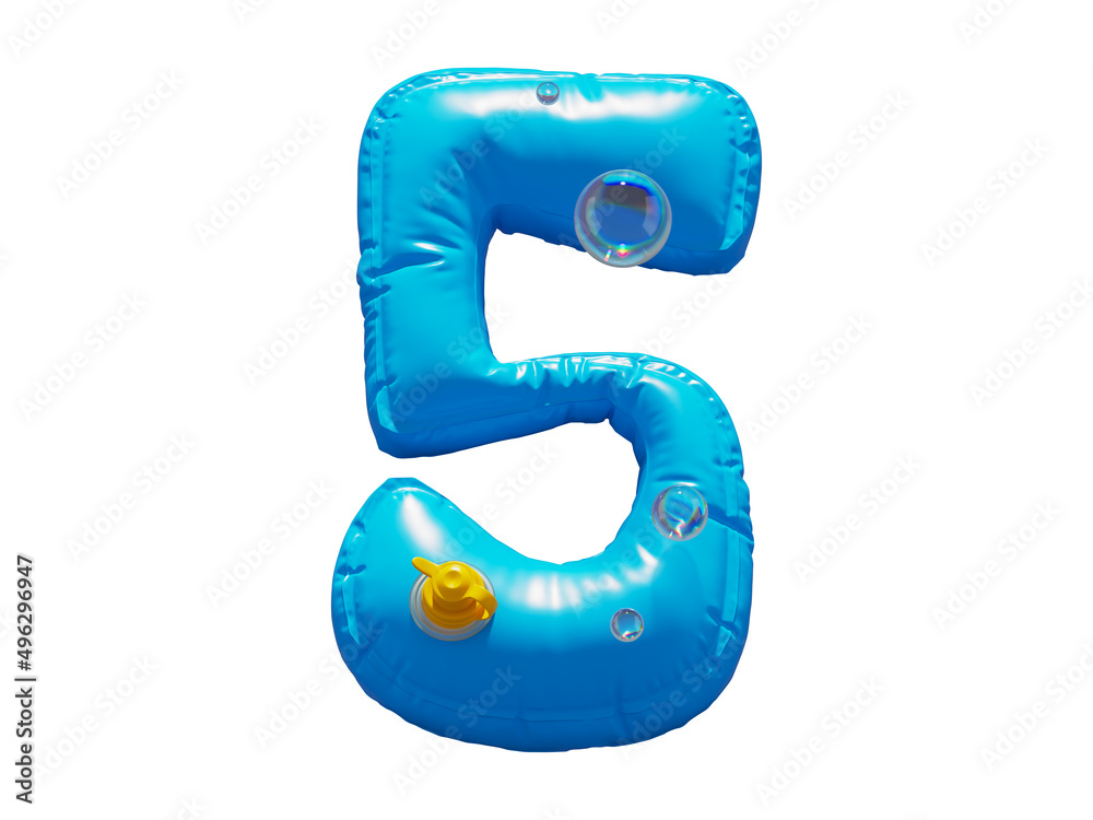 Toy lifebuoy. Summer font. Number 5 Toy lifebuoy. Summer font. Number 5