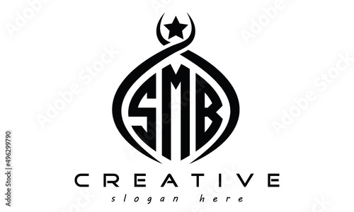 SMB three letters monogram curved oval initial logo design, geometric minimalist modern business shape creative logo, vector file