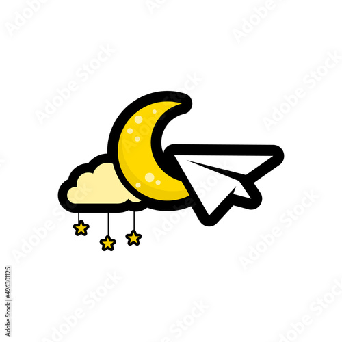 Paper Plane And Crescent Moon Logo Design Inspiration