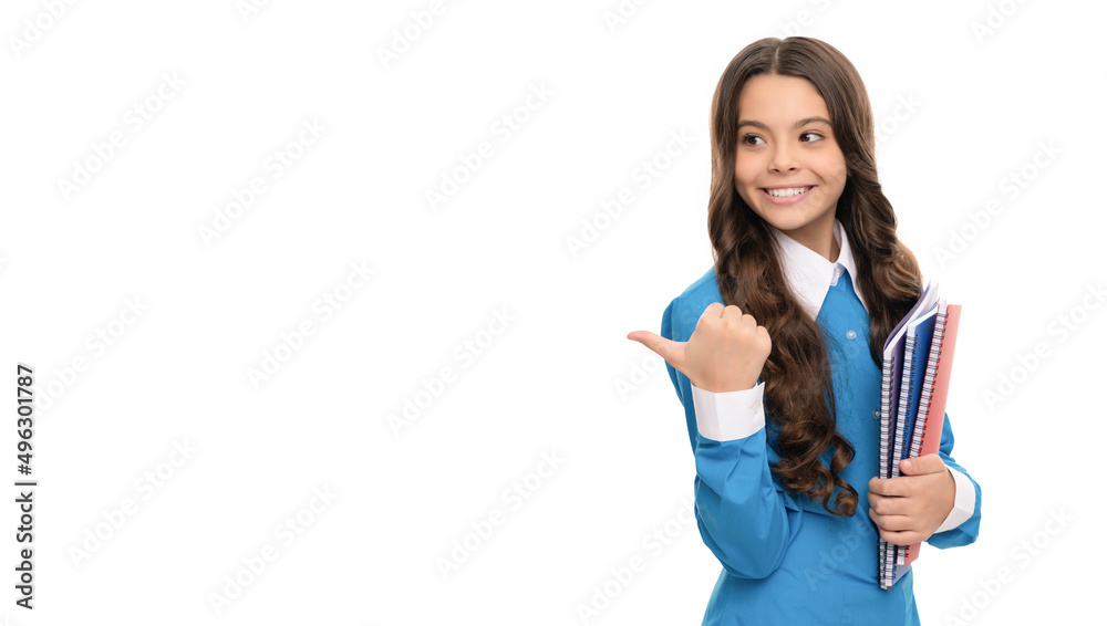 high school education. schoolkid with copybook. happy teen girl with notebook. high school education. schoolkid with copybook. happy teen girl with notebook.