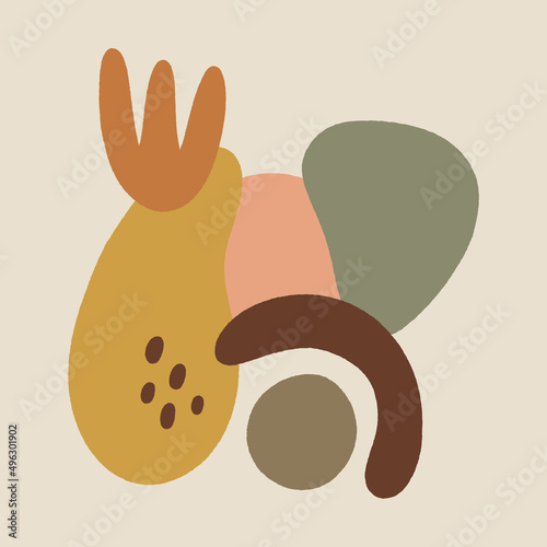 Warm boho floral shapes terracotta modern vector illustration abstract decor