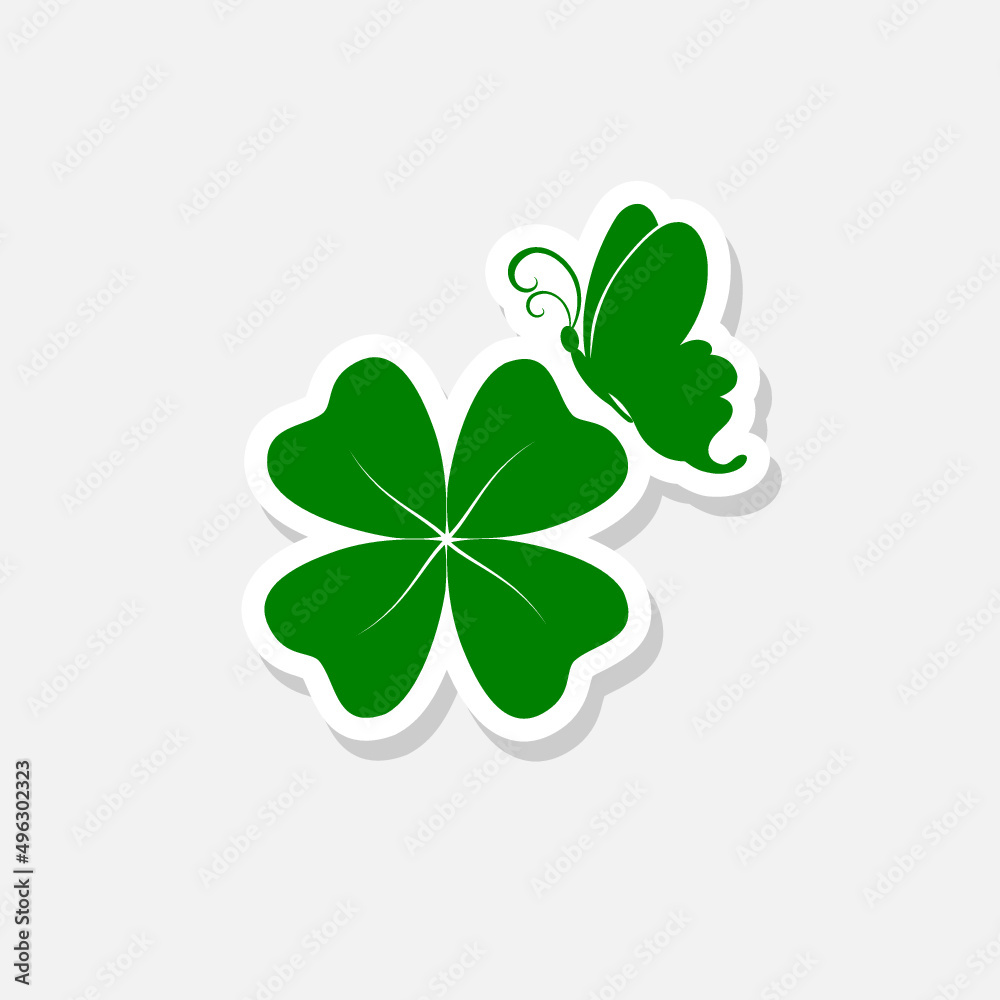 Four Leafed Clover And Butterfly sticker icon