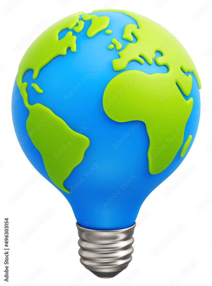 Cartoon planet Earth in form of light bulb. International Day of Energy  Saving or Earth Hour concept. Save green planet or environment conservation  concept. Vector illustration Stock Vector | Adobe Stock
