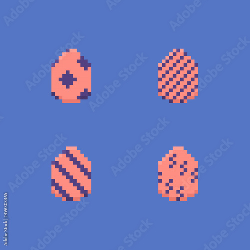collection of various easter egg patterns. Happy Easter. pixel art or 8 bit. vector design. game elements or assets