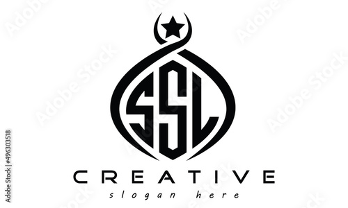 SSL three letters monogram curved oval initial logo design, geometric minimalist modern business shape creative logo