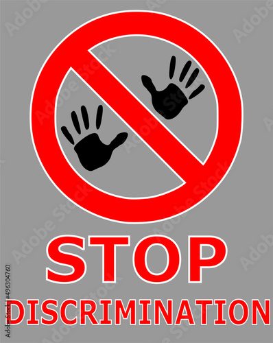 Social problems among people. Stop discrimination, vector sign