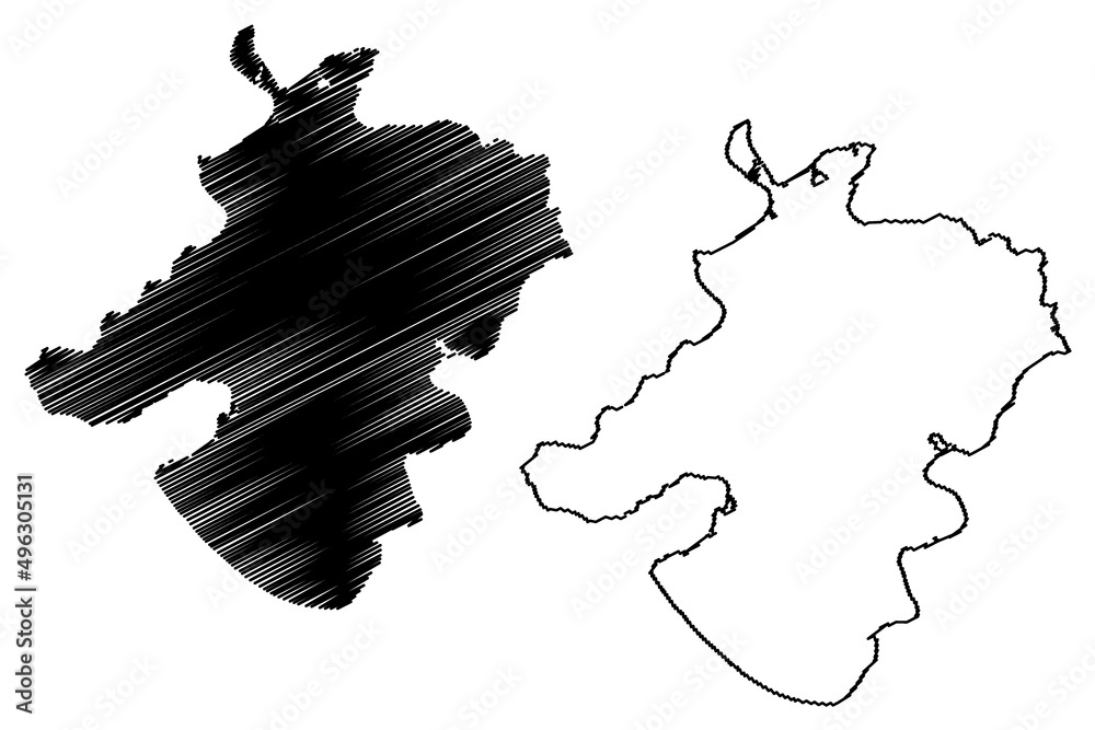 Nelson island (United States of America, North America, Alaska, US, USA) map vector illustration, scribble sketch Qaluyaaq map