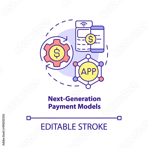 Next-generation payment models concept icon. Healthcare problem abstract idea thin line illustration. Fee-for-service. Isolated outline drawing. Editable stroke. Arial, Myriad Pro-Bold fonts used