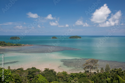 Ariel view from Kai Bae viewpoint, Ko Chang island, is point around this popular sunset viewing spot overlooking the sea and Koh Man Nai island