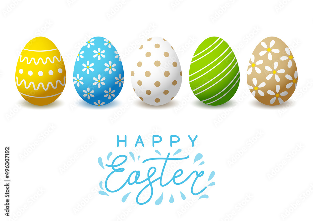 Greeting card with Easter eggs with color ornate for Your holiday design