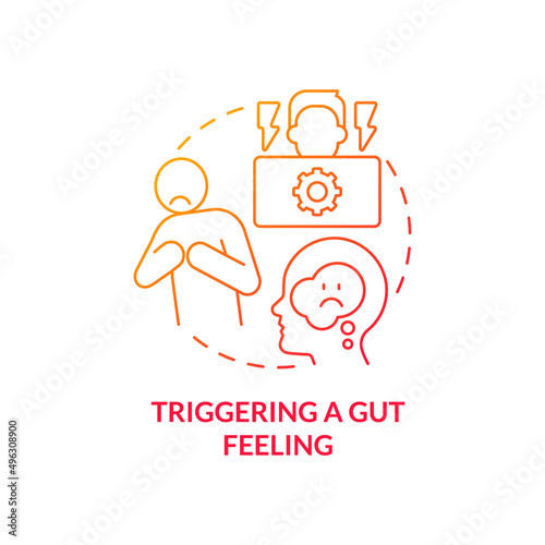 Triggering gut feeling red gradient concept icon. Unhealthy environment. Sign of toxic workplace abstract idea thin line illustration. Isolated outline drawing. Myriad Pro-Bold fonts used