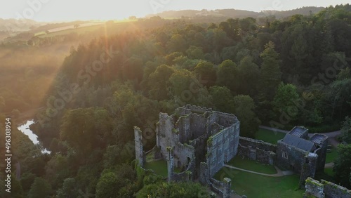 Aerial of Berry Pomeroy Castle, Berry Pomeroy, Devon, England photo