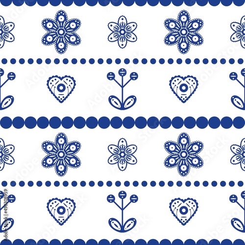 Seamless pattern in scandinavian style with flowers. Fashionable interior design. Vector illustration