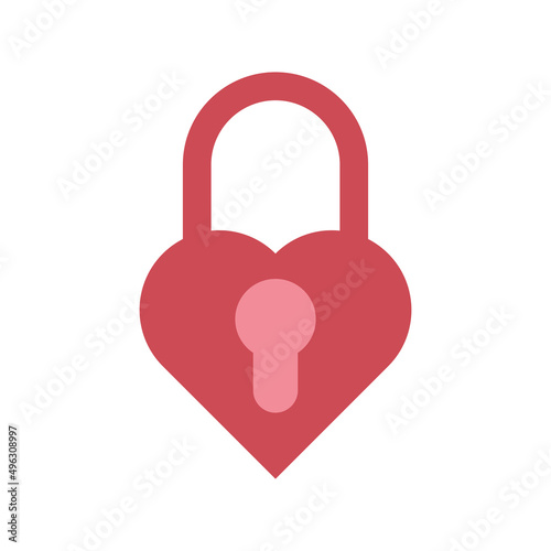 Heart shaped locked padlock red vector icon