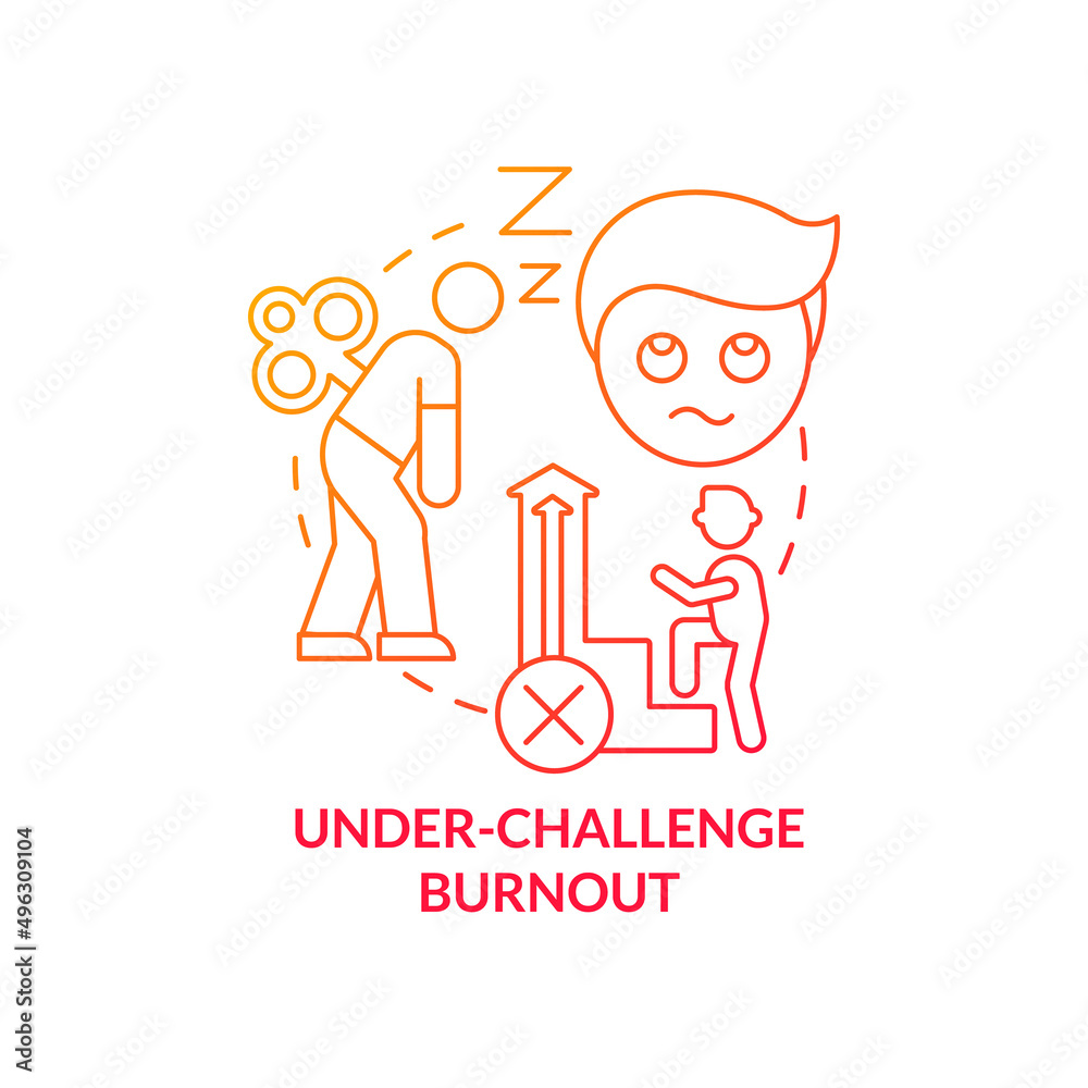 Under challenge burnout red gradient concept icon. Feel underappreciated. Type of burnout abstract idea thin line illustration. Isolated outline drawing. Myriad Pro-Bold fonts used Under challenge burnout red gradient concept icon. Feel underappreciated. Type of burnout abstract idea thin line illustration. Isolated outline drawing. Myriad Pro-Bold fonts used