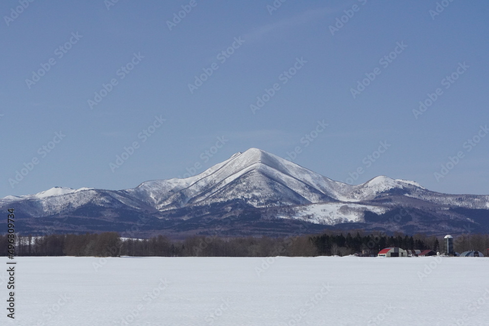 Mt. Musadake in winter in Hokkaido, Nakashibetsu Town
