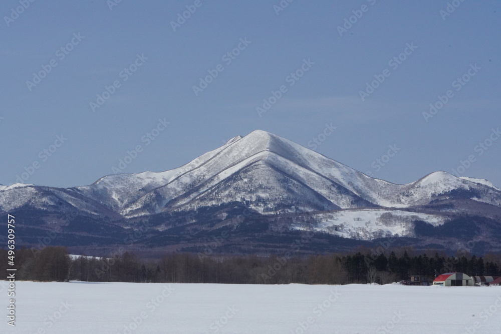 Mt. Musadake in winter in Hokkaido, Nakashibetsu Town