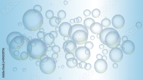 3D render Bubble air or water in Blue background for beauty fashion for nature product