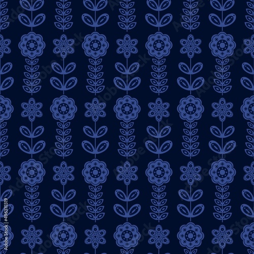 Seamless pattern in scandinavian style with flowers. Fashionable interior design. Vector illustration