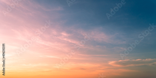 romantic sunset sky with clouds