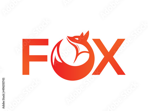 Fox text logo design. creative fox logo. Fox art vector logo design