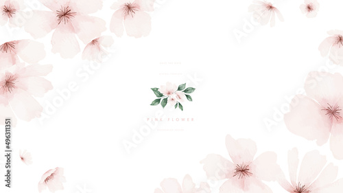 Watercolor pale pink flowers collection background vector design