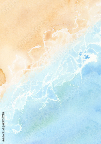 coastal landscape background clipart, watercolor beach background clipart, sea landscape illustration, printable postcard background, wave clipart, seaside clip art