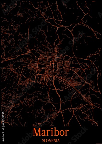 Photo Black and orange halloween map of Maribor Slovenia