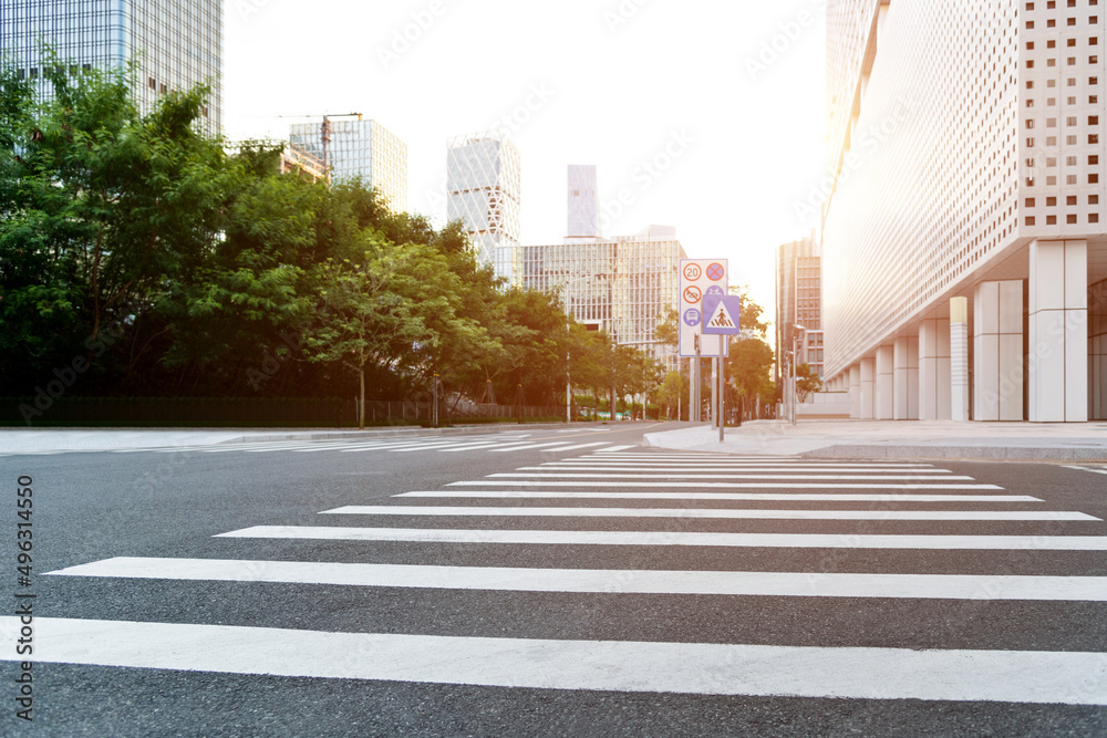 Zebra crosswalk in modern city